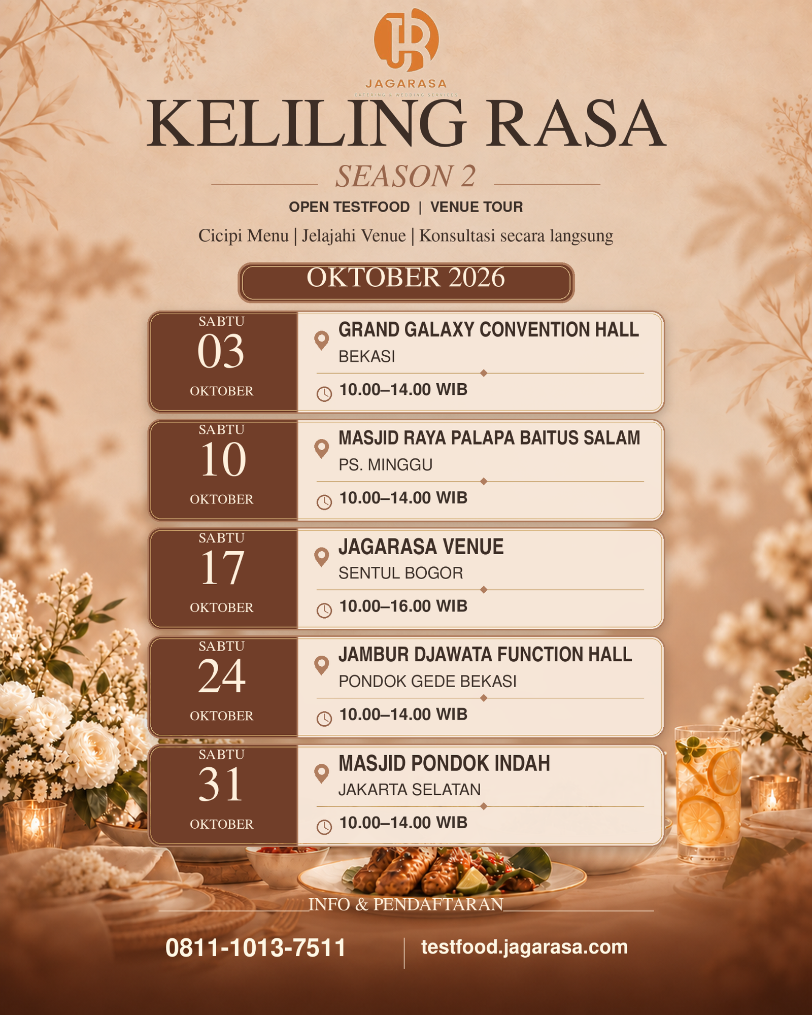 Poster Keliling Rasa Season 2: lima lokasi pada 3, 10, 17, 24, dan 31 Oktober 2026
